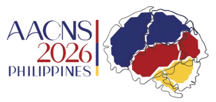 AACNS 2026 Philippines logo with brain outline in Philippine flag colors